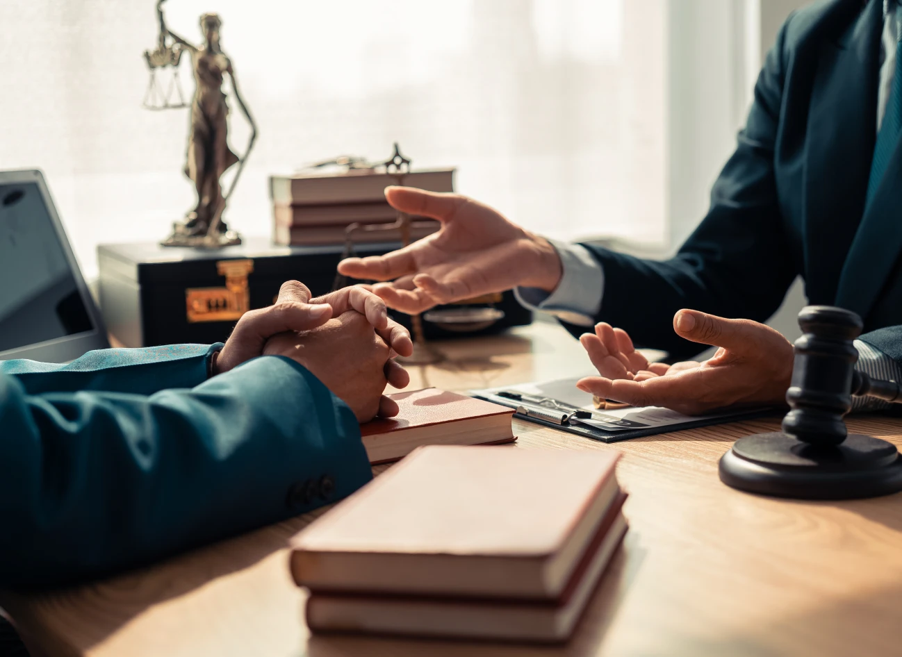 Two professionals in legal consultation